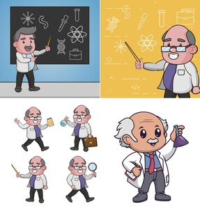 可爱卡通科学家形象集合