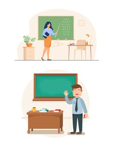 教师课堂教学场景插画