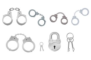 各式手铐与锁具展示