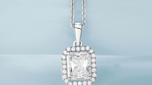 方形钻石吊坠项链