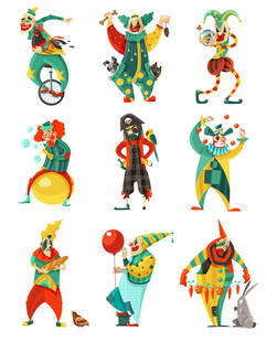 多彩小丑插画集合