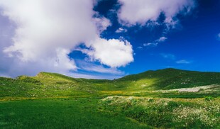 山坡白云