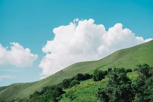 山坡白云