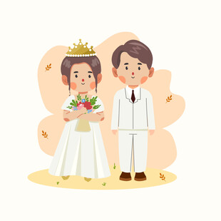 甜蜜新婚夫妇插画形象