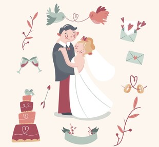 浪漫婚礼插画