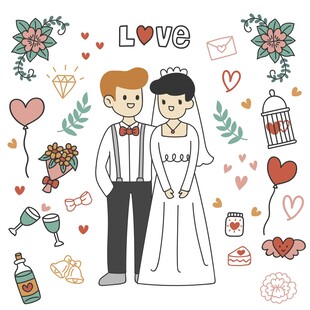 新婚夫妇浪漫爱情元素