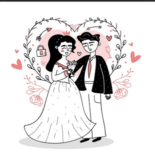 浪漫新婚夫妇甜蜜相拥