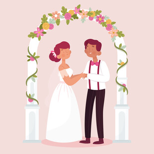 浪漫婚礼上的甜蜜新人