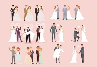 多样婚礼人物插画