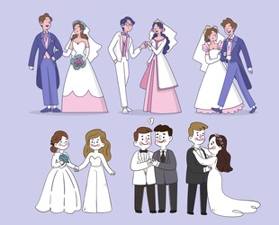 甜蜜新婚夫妇插画
