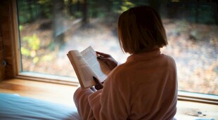 窗边女子惬意阅读时光