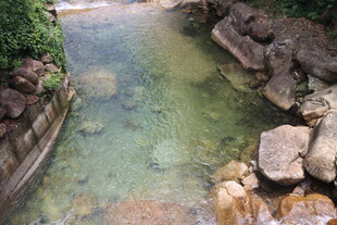 姑婆山 清澈溪流与岸边嶙峋石块