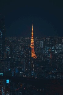 夜幕下的东京塔璀璨夺目