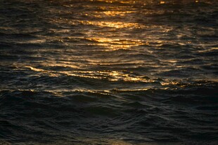 夕阳下波光粼粼的海面