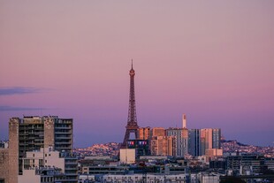 巴黎城市天际线黄昏美景