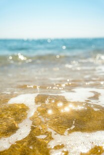 海边金色沙滩与海浪