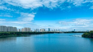 湖畔城市风光美景
