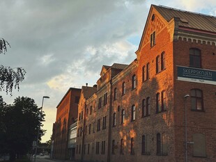 夕阳下的红砖建筑群