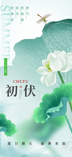 大气简约三伏节气海报