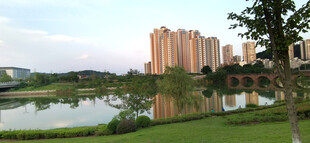 湖畔高楼美景