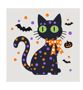 万圣节黑猫插画