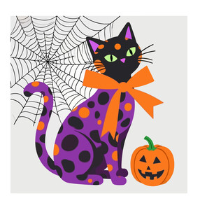 万圣节黑猫插画