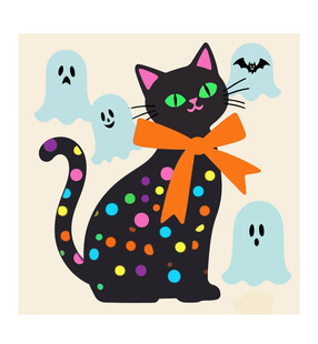 万圣节黑猫插画