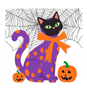 万圣节黑猫插画