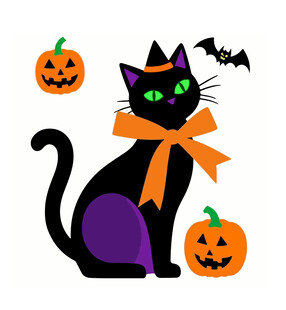 万圣节黑猫插画