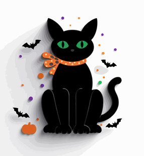 万圣节黑猫插画
