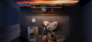 昏暗房间内的独特场景