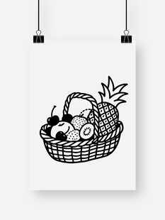 手绘水果篮插画