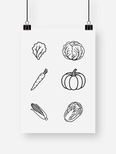 手绘蔬菜图标集合