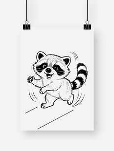 卡通浣熊动态插画