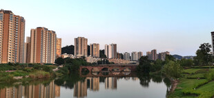河畔高楼映景