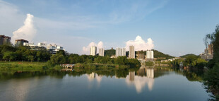 湖畔城市风光