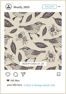 四方连续 小鸟花卉印花图案