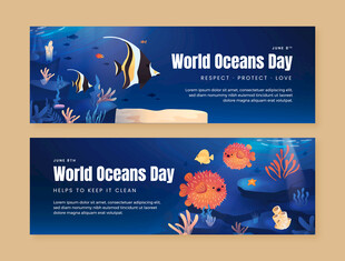 世界海洋日宣传横幅设计