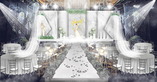 梦幻白色系婚礼现场布置