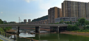 城市河畔桥梁与建筑景观
