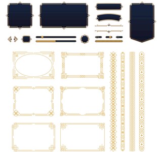 黑色与金色装饰素材套件
