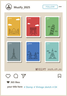 世界邮票矢量图