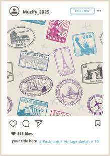 四方连续 邮票邮戳矢量图