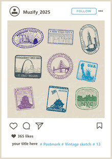 9款入邮票邮戳矢量图