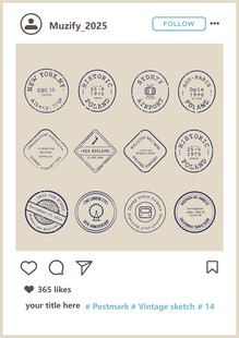 12款入邮戳矢量图