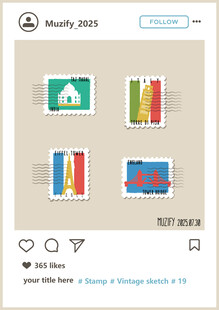 世界邮票矢量图