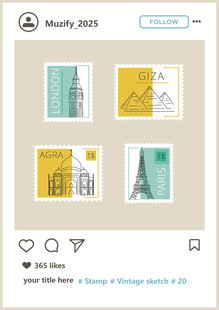 世界邮票矢量图