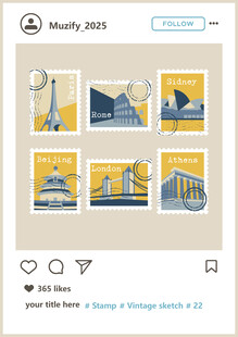 世界邮票矢量图