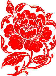 红色牡丹剪纸图案
