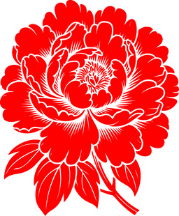 红色牡丹花卉图案